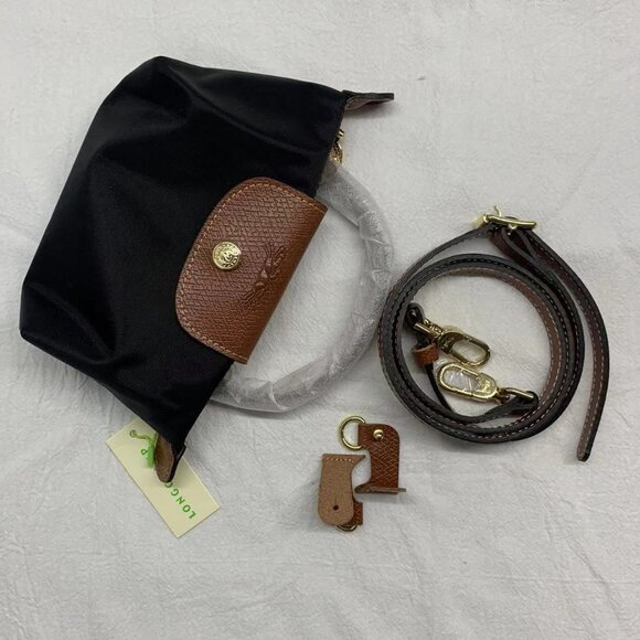 Longchamp Black and Brown Crossbody Bag - Picture 1 of 5